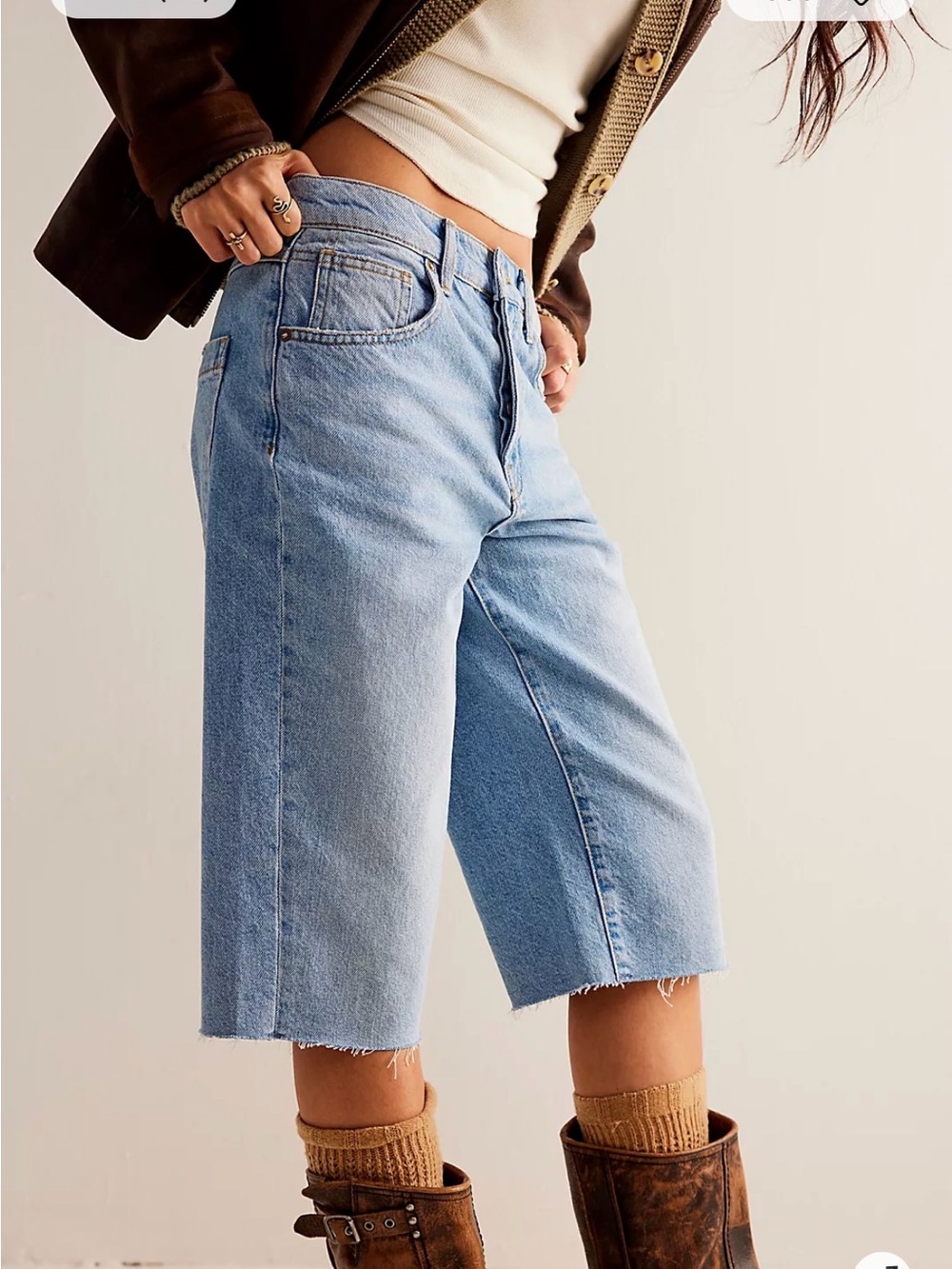 We The Free Jam Session Relaxed Capri Jeans Size 25 NWT Free People - Picture 2 of 13
